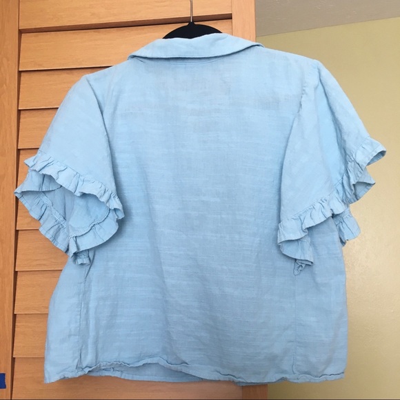 Universal Thread Ruffle Sleeve Button-Down Top - Picture 6 of 6